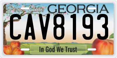 GA license plate CAV8193