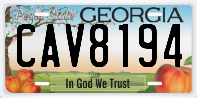 GA license plate CAV8194