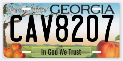 GA license plate CAV8207