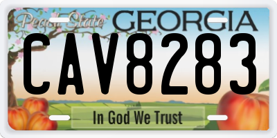 GA license plate CAV8283