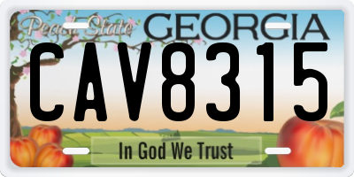 GA license plate CAV8315