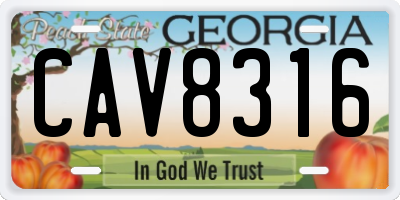 GA license plate CAV8316