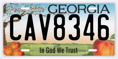 GA license plate CAV8346