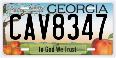 GA license plate CAV8347