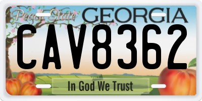 GA license plate CAV8362