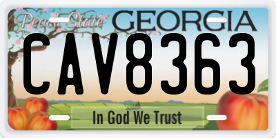 GA license plate CAV8363