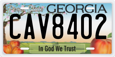 GA license plate CAV8402