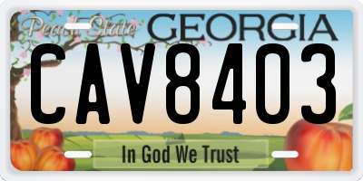 GA license plate CAV8403