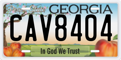 GA license plate CAV8404