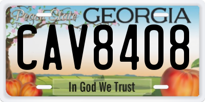 GA license plate CAV8408