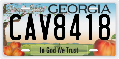 GA license plate CAV8418