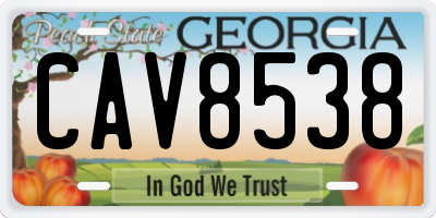 GA license plate CAV8538