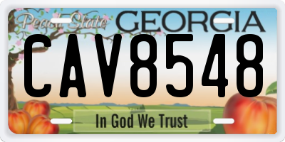 GA license plate CAV8548