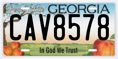 GA license plate CAV8578