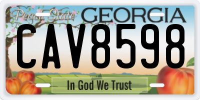 GA license plate CAV8598