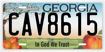 GA license plate CAV8615