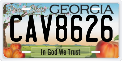 GA license plate CAV8626