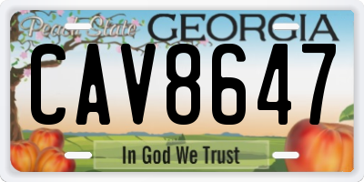 GA license plate CAV8647