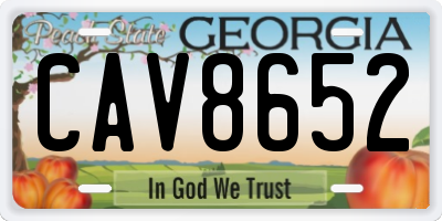 GA license plate CAV8652