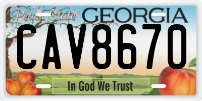 GA license plate CAV8670