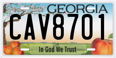 GA license plate CAV8701