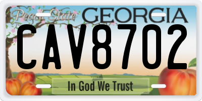 GA license plate CAV8702