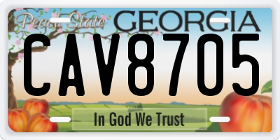 GA license plate CAV8705
