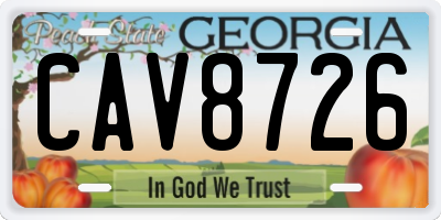 GA license plate CAV8726