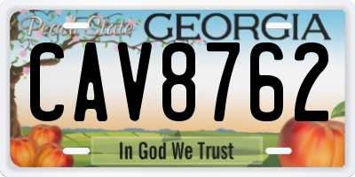 GA license plate CAV8762