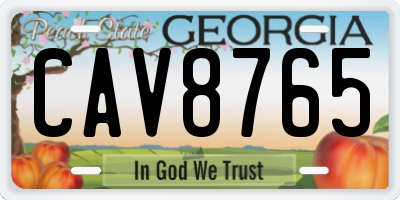 GA license plate CAV8765