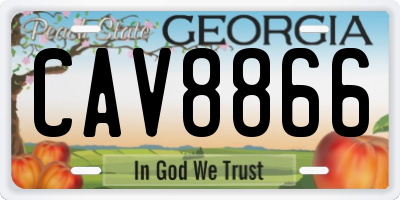 GA license plate CAV8866