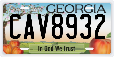 GA license plate CAV8932