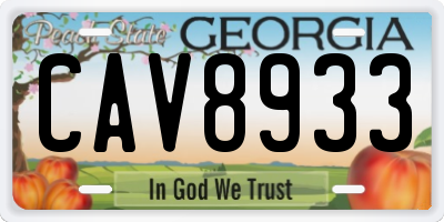 GA license plate CAV8933