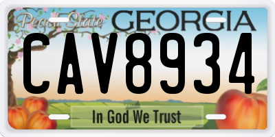 GA license plate CAV8934