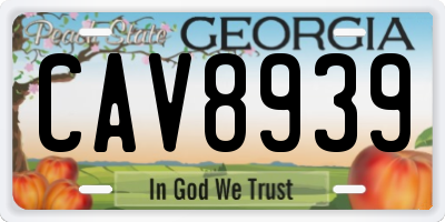 GA license plate CAV8939