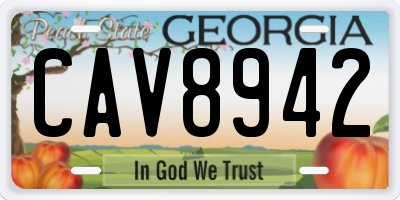 GA license plate CAV8942