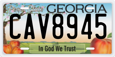 GA license plate CAV8945