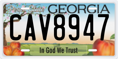 GA license plate CAV8947