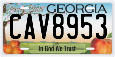 GA license plate CAV8953