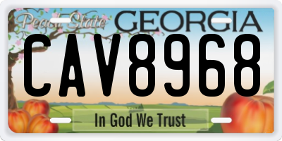 GA license plate CAV8968