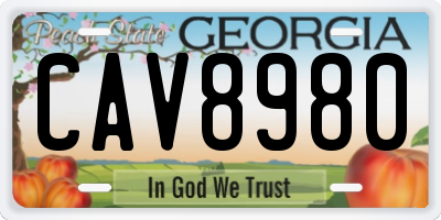 GA license plate CAV8980