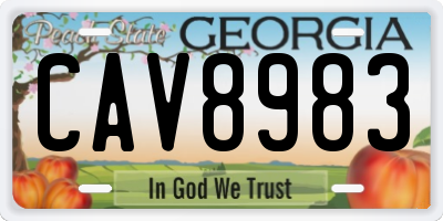 GA license plate CAV8983