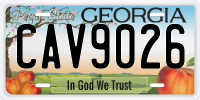GA license plate CAV9026
