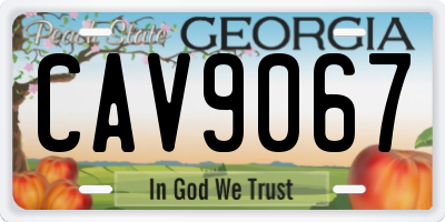 GA license plate CAV9067