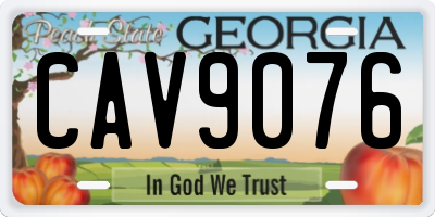 GA license plate CAV9076