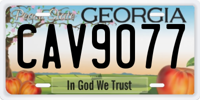 GA license plate CAV9077