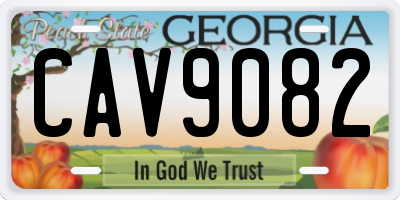 GA license plate CAV9082