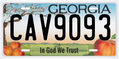 GA license plate CAV9093