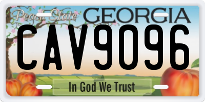 GA license plate CAV9096