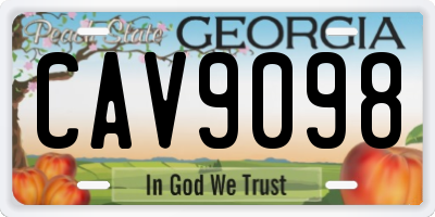 GA license plate CAV9098